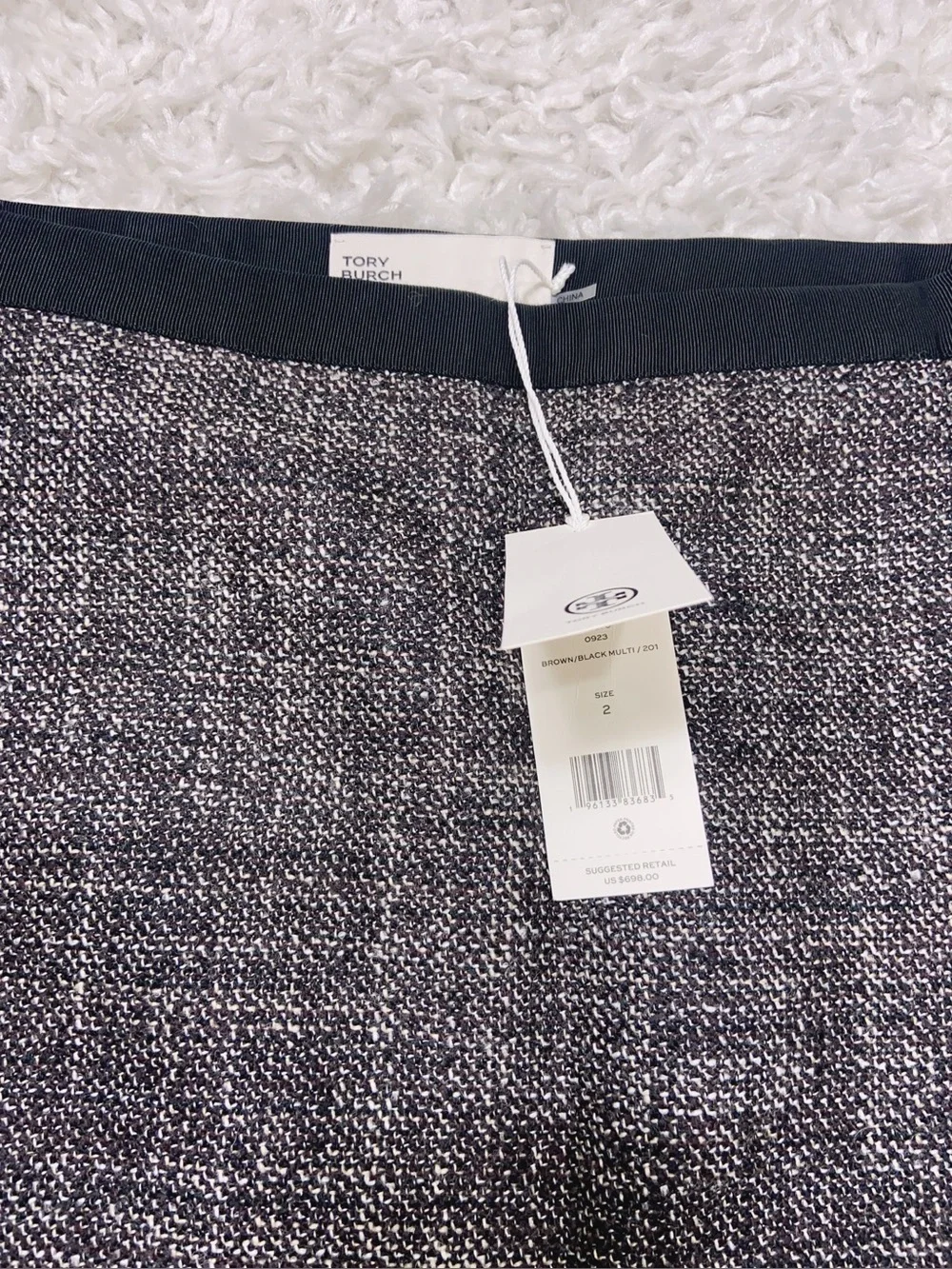 NWT $698 Tory Burch Wrapped Tweed Wool Midi Skirt Size 2,4